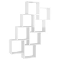 Miniatyr av produktbild för Vägghylla kubformad vit högglans 90x15x119 cm konstruerat trä