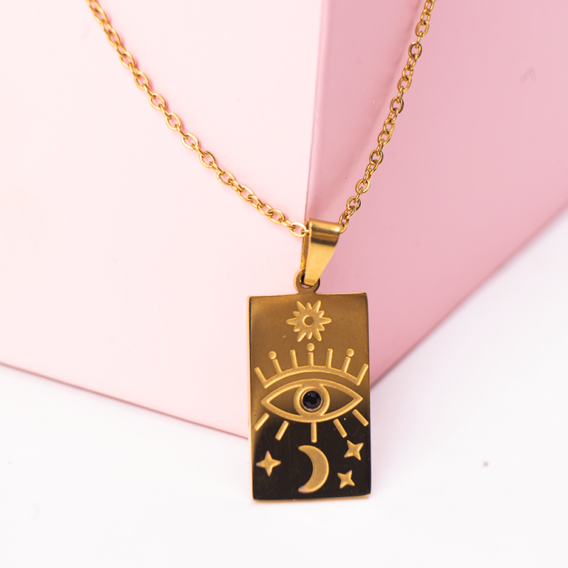 Produktbild för Golden Eye Necklace - 18K gold plated