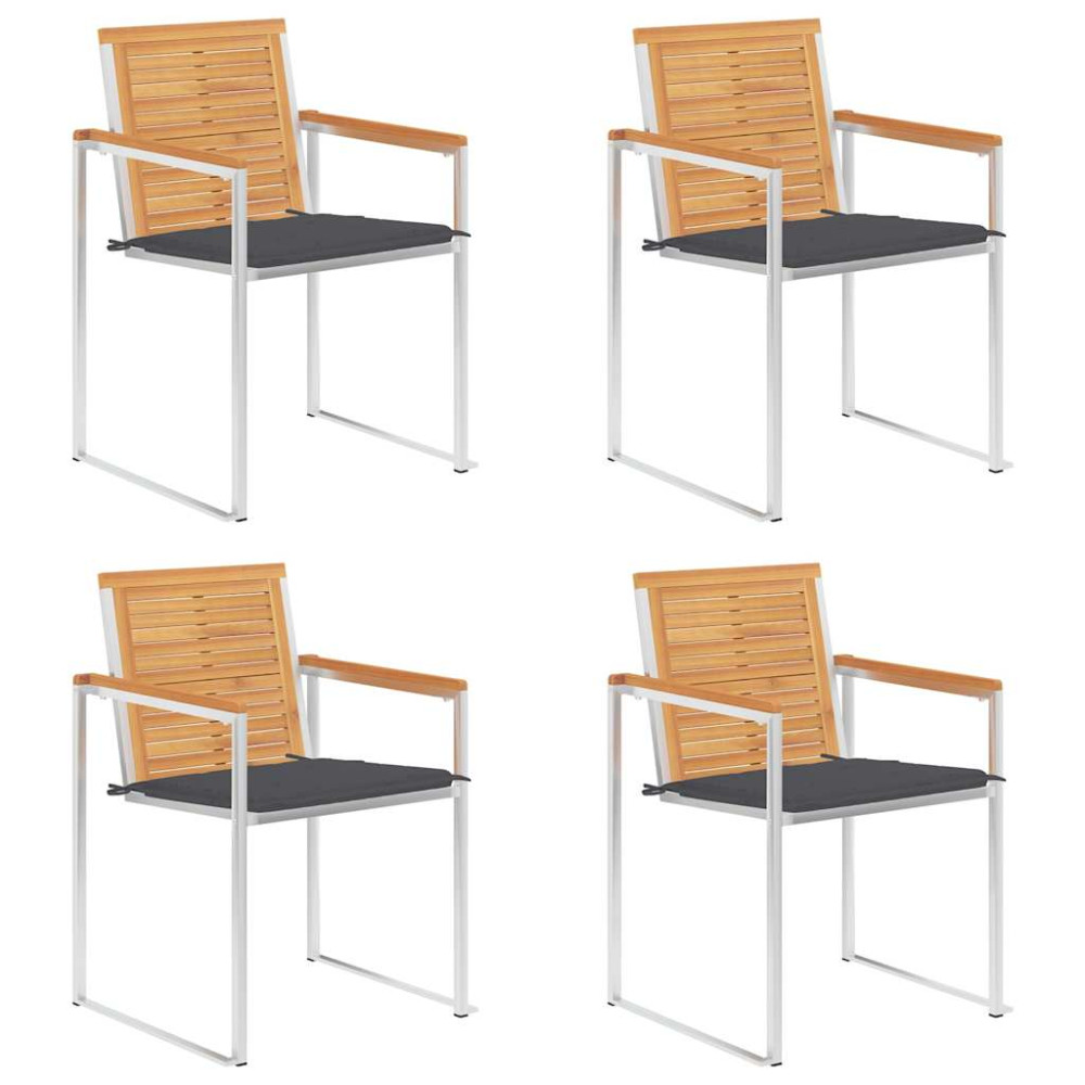 Produktbild för Trädgårdsstolar med dynor 4 st massiv teak