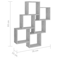 Miniatyr av produktbild för Vägghylla kubformad betonggrå 78x15x93 cm konstruerat trä