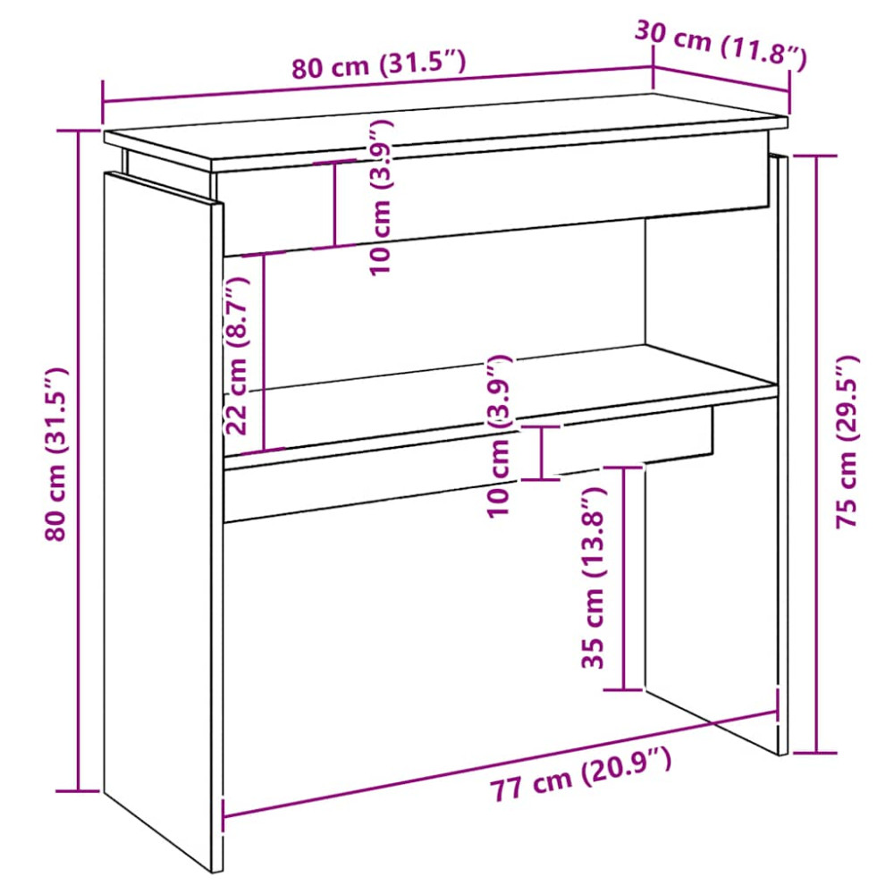 Produktbild för Avlastningsbord sonoma ek 80x30x80 cm konstruerat trä