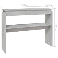 Produktbild för Konsolbord betonggrå 102x30x80 cm konstruerat trä
