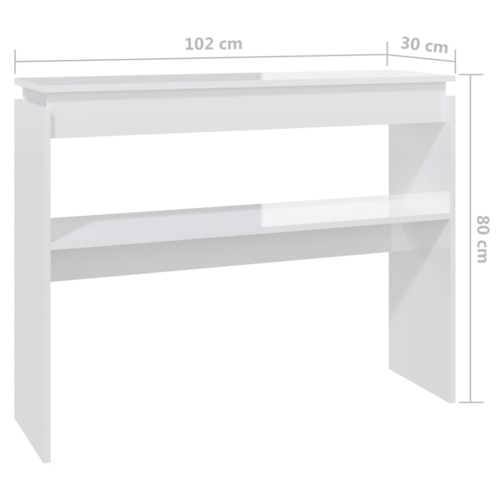 Produktbild för Konsolbord vit högglans 102x30x80 cm konstruerat trä