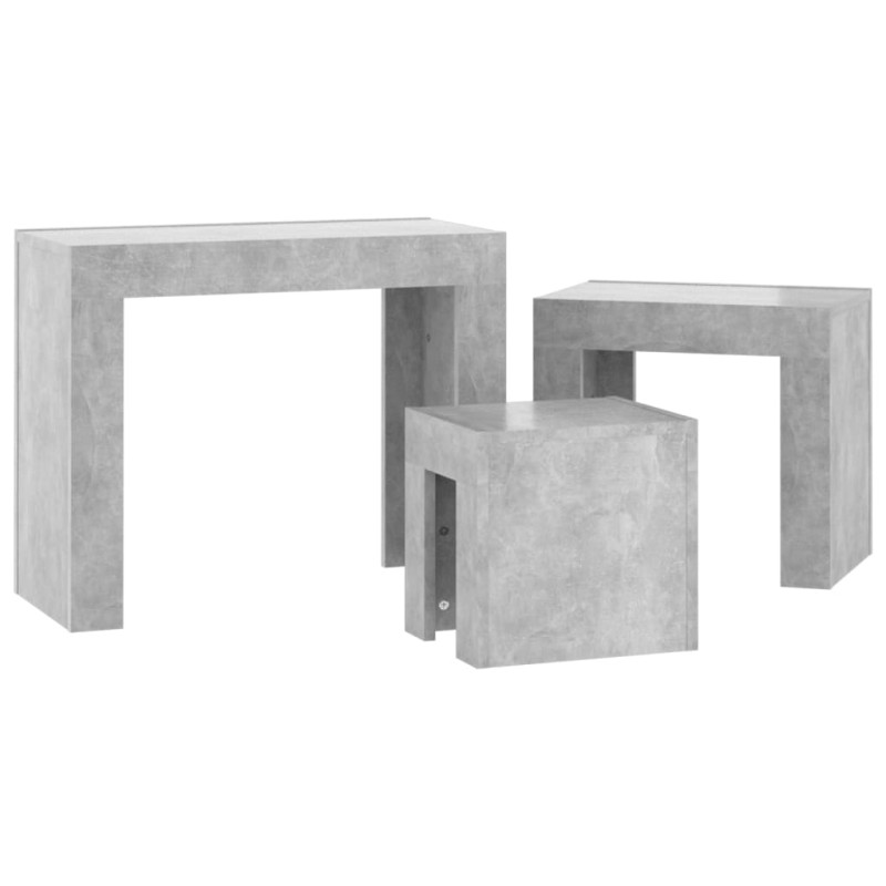 Produktbild för Satsbord 3 st betonggrå spånskiva