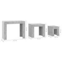 Miniatyr av produktbild för Satsbord 3 st betonggrå spånskiva