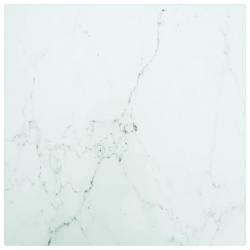 Produktbild för Bordsskiva vit 30x30 cm 6 mm härdat glas med marmortextur