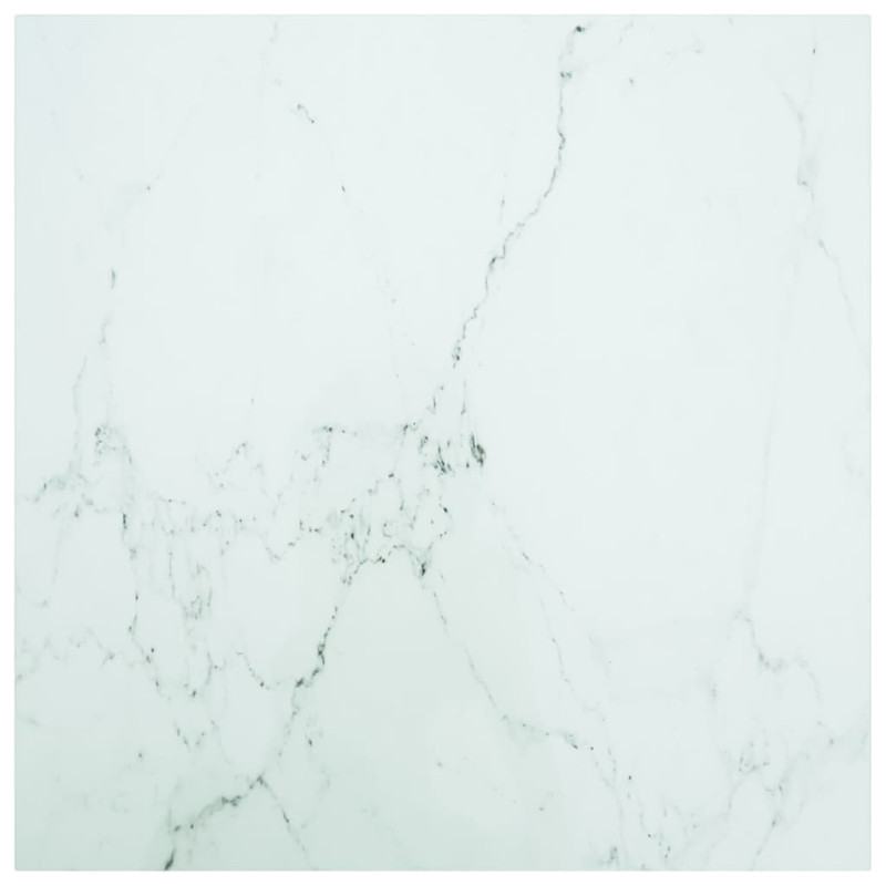Produktbild för Bordsskiva vit 80x80 cm 6 mm härdat glas med marmortextur
