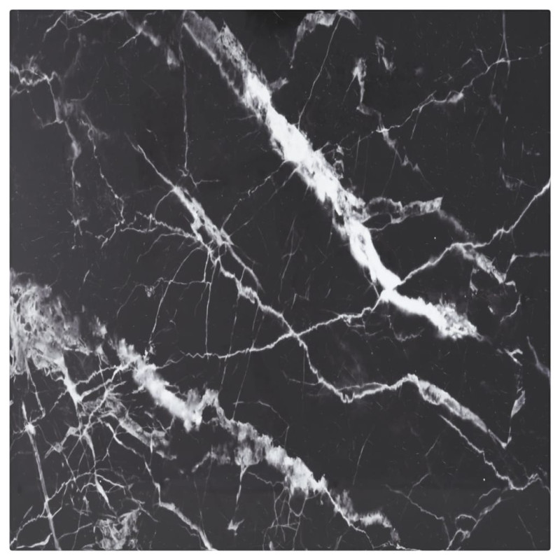 Produktbild för Bordsskiva svart 50x50 cm 6 mm härdat glas med marmortextur