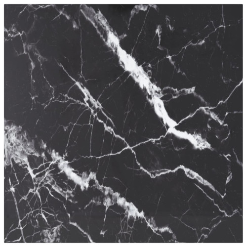vidaXL Bordsskiva svart 70x70 cm 6 mm härdat glas med marmortextur