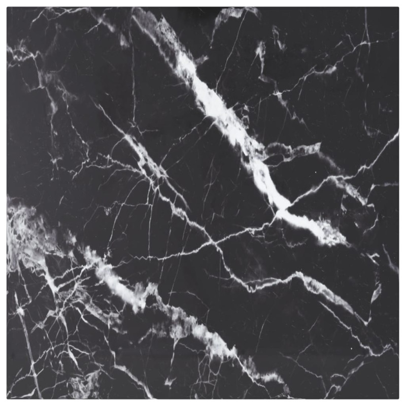 Produktbild för Bordsskiva svart 70x70 cm 6 mm härdat glas med marmortextur