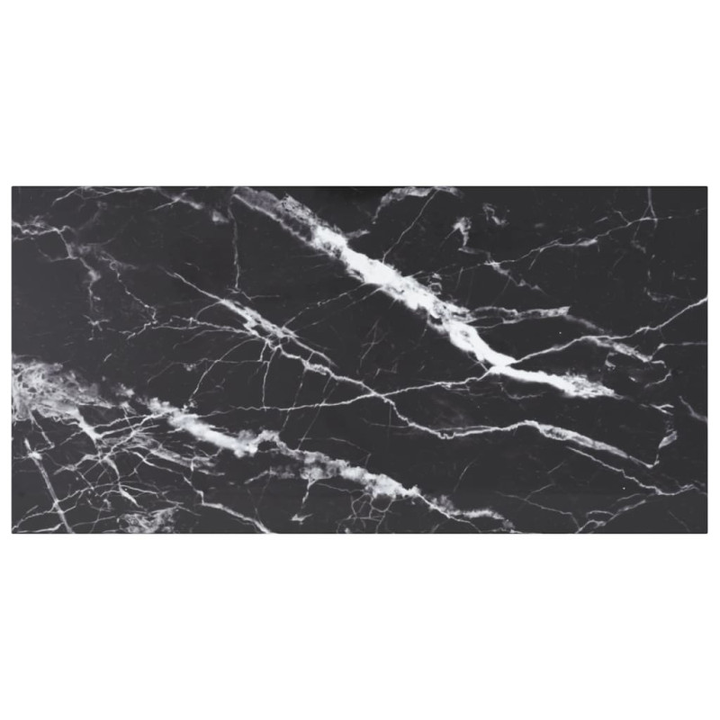 Produktbild för Bordsskiva svart 100x50 cm 6 mm härdat glas med marmortextur