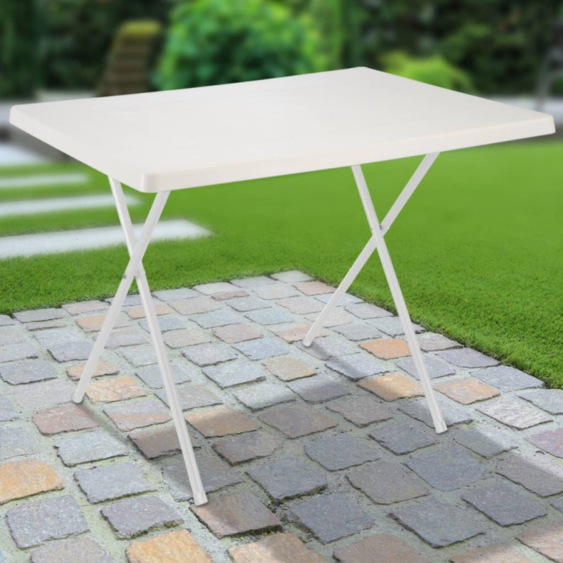 Produktbild för HI Hopfällbart campingbord vit justerbart 80x60x51/61 cm