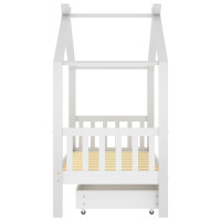 Produktbild för Barnsäng med låda vit massiv furu 80x160 cm