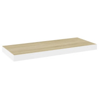 Produktbild för Svävande vägghylla ek och vit 60x23,5x3,8 cm MDF