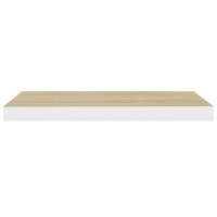 Produktbild för Svävande vägghylla ek och vit 60x23,5x3,8 cm MDF