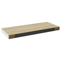 Produktbild för Svävande vägghylla ek och vit 60x23,5x3,8 cm MDF