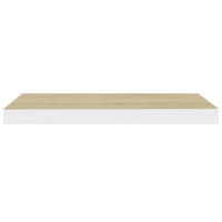 Produktbild för Svävande vägghyllor 4 st ek och vit 60x23,5x3,8 cm MDF