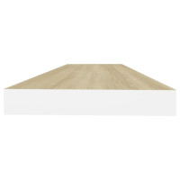 Produktbild för Svävande vägghylla ek och vit 80x23,5x3,8 cm MDF