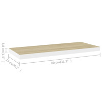 Produktbild för Svävande vägghylla ek och vit 80x23,5x3,8 cm MDF