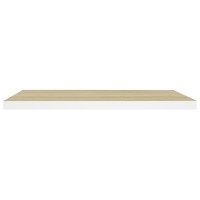 Produktbild för Svävande vägghyllor 2 st ek och vit 80x23,5x3,8 cm MDF