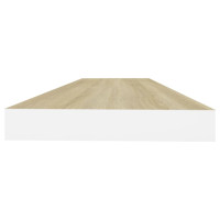 Produktbild för Svävande vägghyllor 2 st ek och vit 80x23,5x3,8 cm MDF