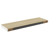 Produktbild för Svävande vägghyllor 2 st ek och vit 80x23,5x3,8 cm MDF