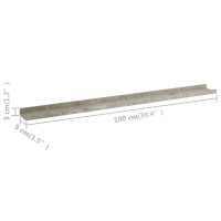 Produktbild för Vägghyllor 4 st betonggrå 100x9x3 cm