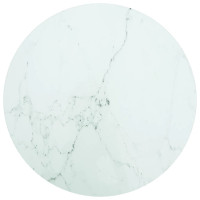 Miniatyr av produktbild för Bordsskiva vit Ø50x0,8 cm härdat glas med marmortextur