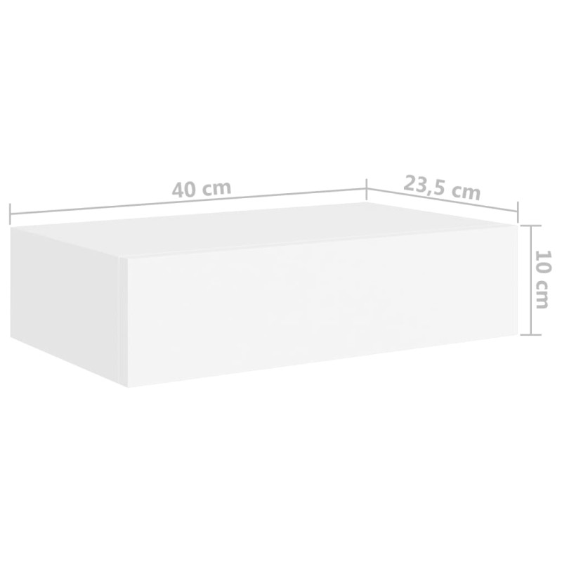 Produktbild för Väggmonterad låda vit 40x23,5x10 cm MDF