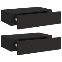 Produktbild för Väggmonterade lådor svart 2 st 40x23,5x10 cm MDF