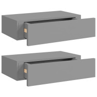 Miniatyr av produktbild för Väggmonterade lådor grå 2 st 40x23,5x10 cm MDF