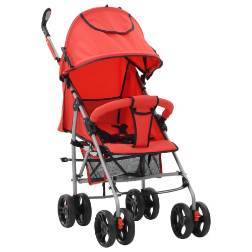 vidaXL 2-i-1 Barnvagn/sittvagn stål röd