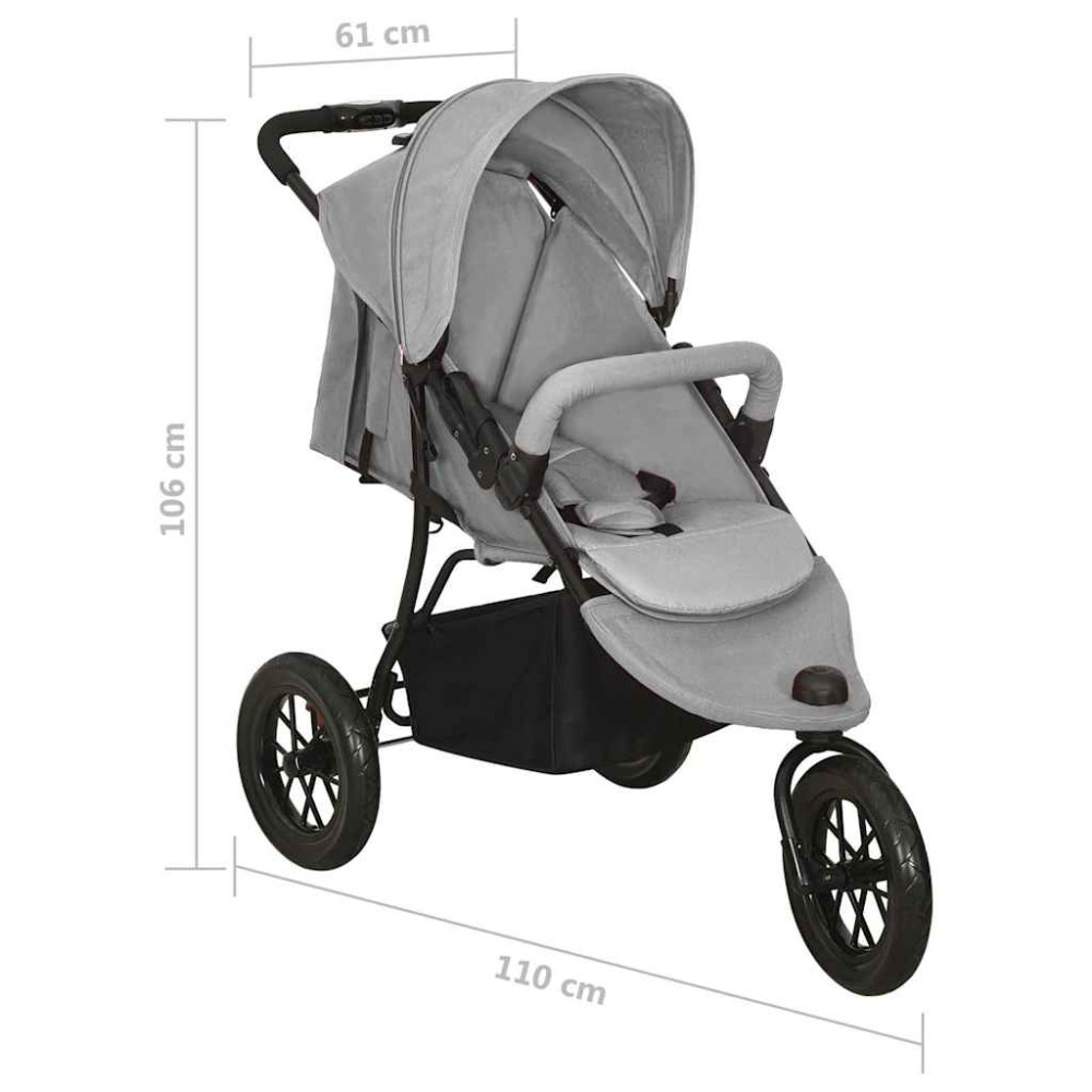 Produktbild för Barnvagn ljusgrå stål