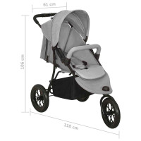 Produktbild för Barnvagn ljusgrå stål