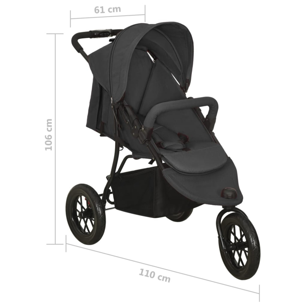 Produktbild för Barnvagn antracit stål