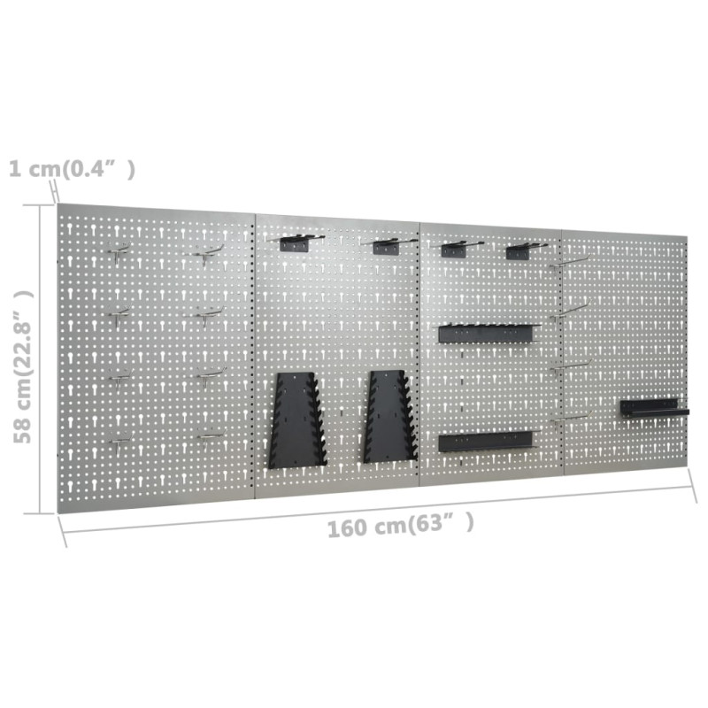 Produktbild för Arbetsbänk med fyra väggpaneler och två skåp