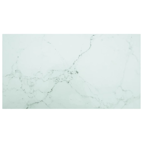 vidaXL Bordsskiva vit 120x65 cm 8 mm härdat glas med marmortextur