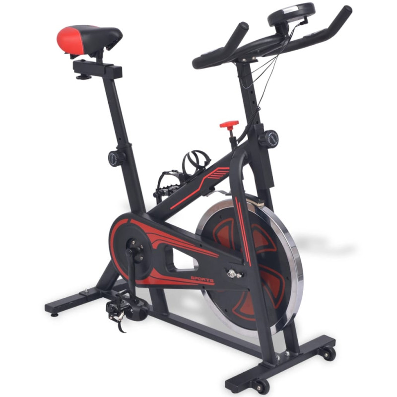 Produktbild för Motionscykel med pulsmätare svart och röd