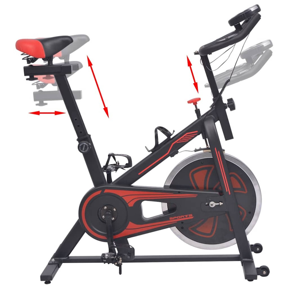Produktbild för Motionscykel med pulsmätare svart och röd