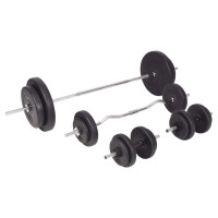 Produktbild för Skivstång och hantlar set 90 kg