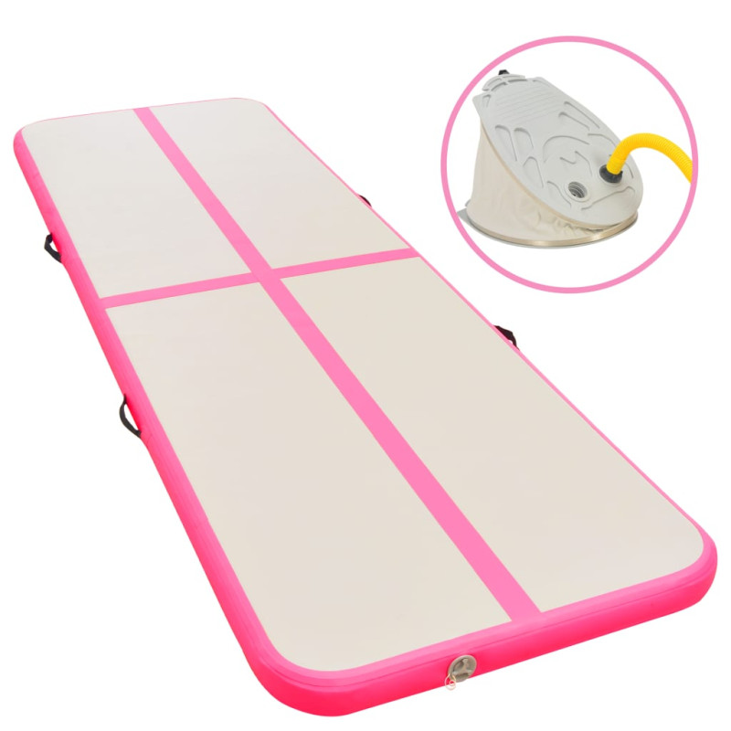 Produktbild för Uppblåsbar gymnastikmatta med pump 300x100x10 cm PVC rosa