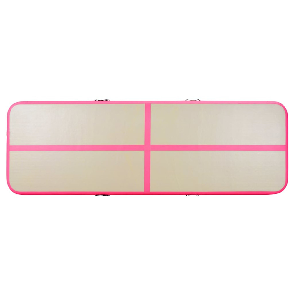 Produktbild för Uppblåsbar gymnastikmatta med pump 300x100x10 cm PVC rosa