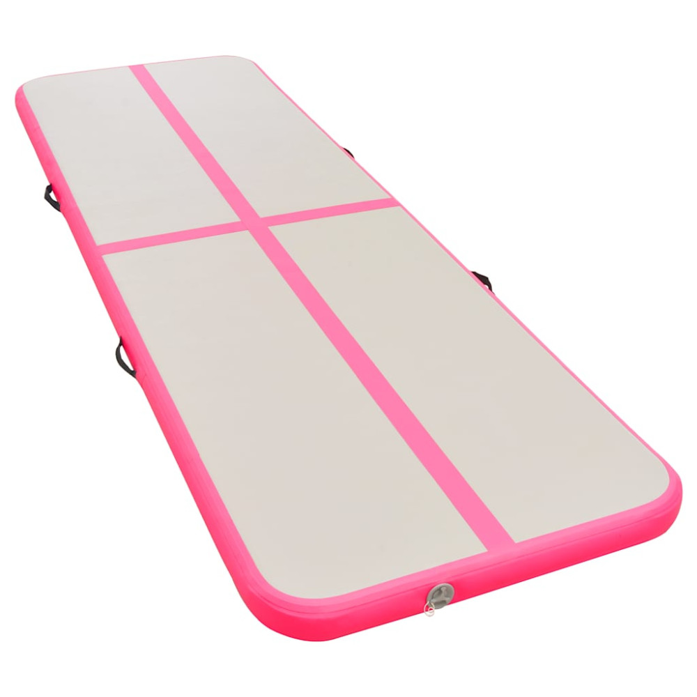 Produktbild för Uppblåsbar gymnastikmatta med pump 400x100x10 cm PVC rosa