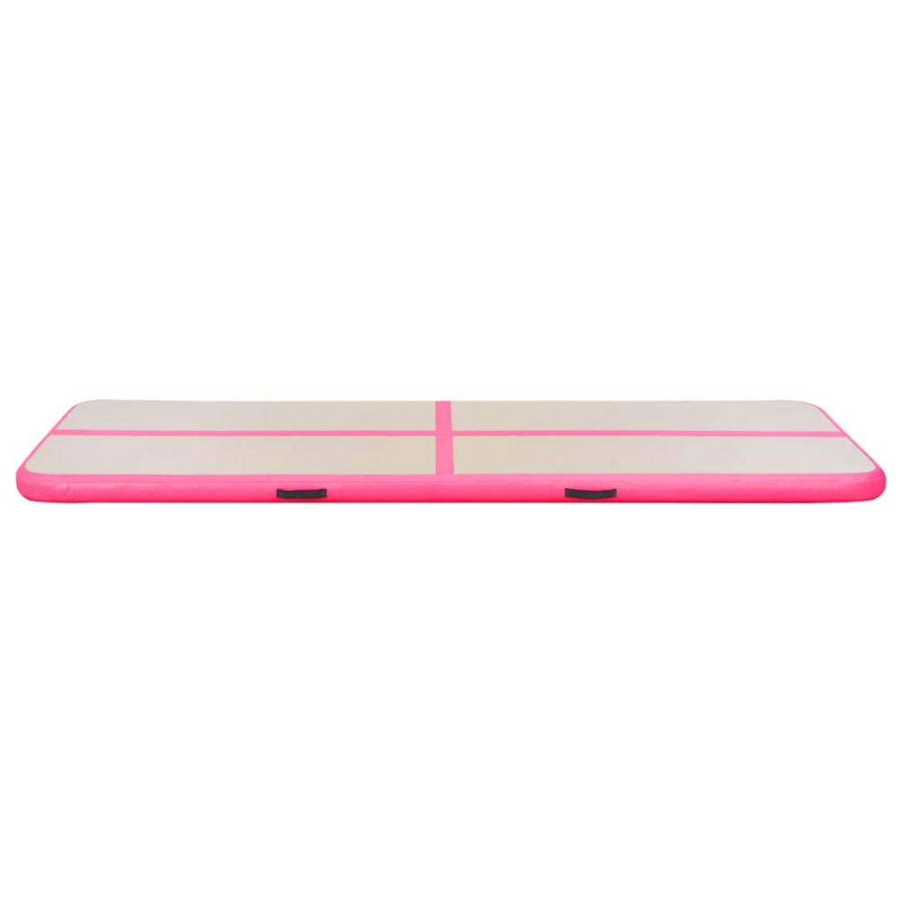 Produktbild för Uppblåsbar gymnastikmatta med pump 400x100x10 cm PVC rosa