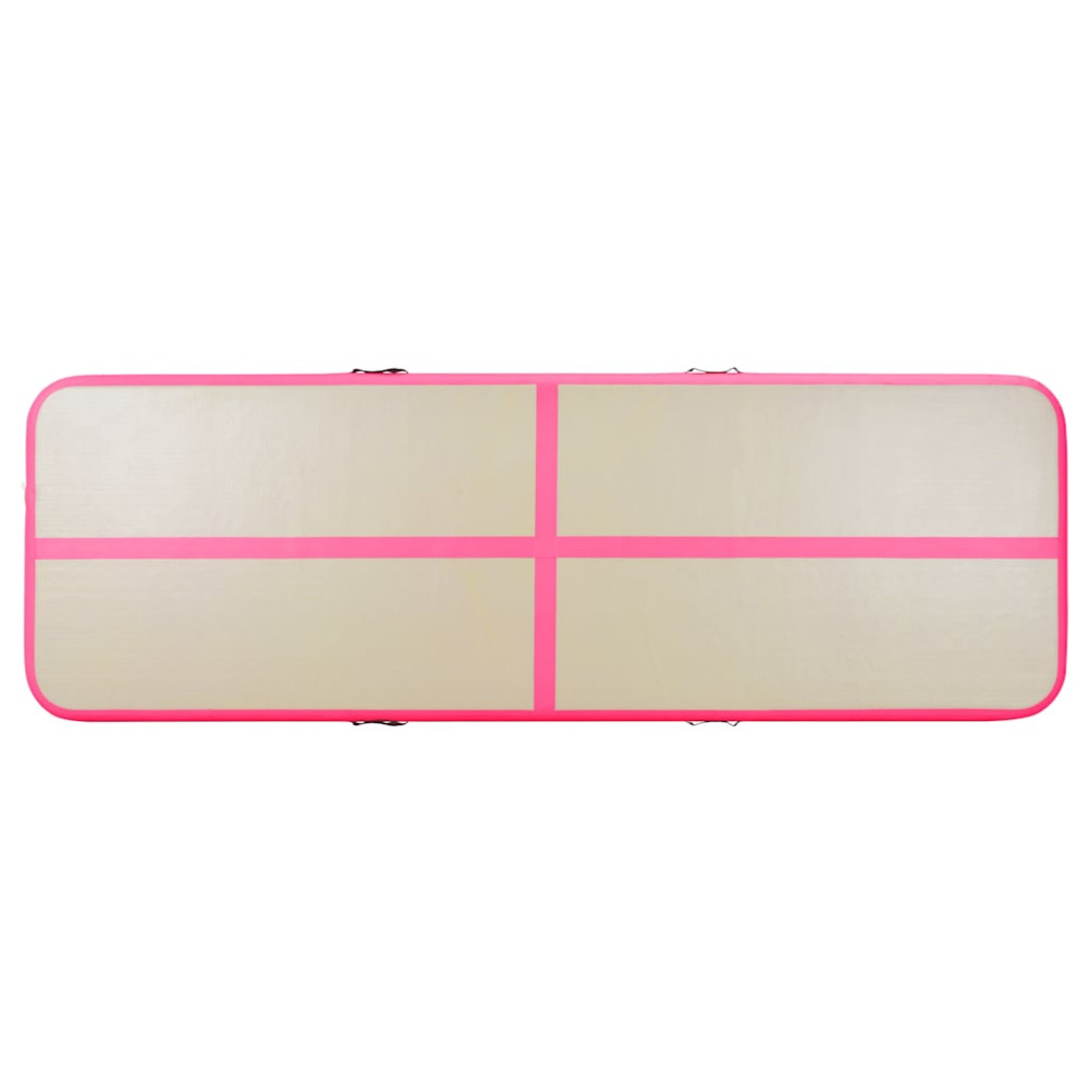 Produktbild för Uppblåsbar gymnastikmatta med pump 400x100x10 cm PVC rosa