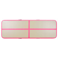 Produktbild för Uppblåsbar gymnastikmatta med pump 400x100x10 cm PVC rosa