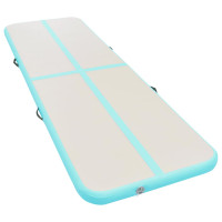Produktbild för Uppblåsbar gymnastikmatta med pump 400x100x10 cm PVC grön