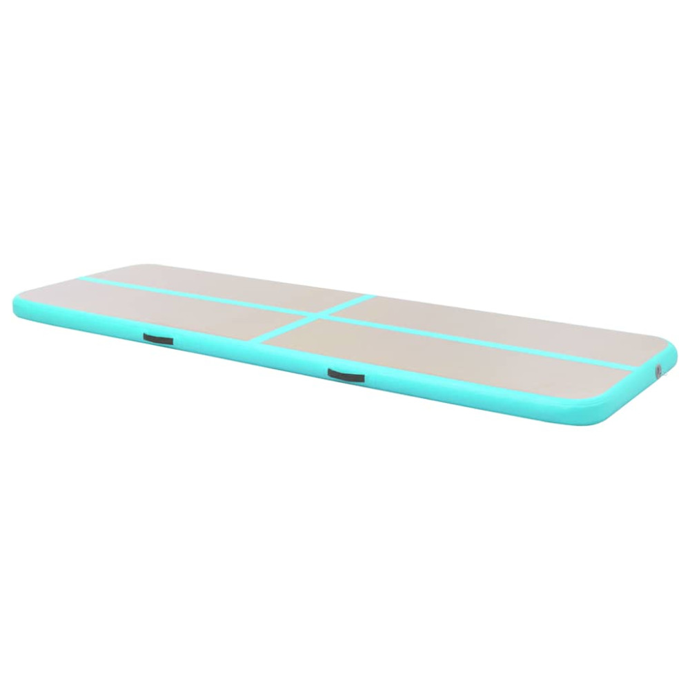 Produktbild för Uppblåsbar gymnastikmatta med pump 400x100x10 cm PVC grön