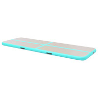 Produktbild för Uppblåsbar gymnastikmatta med pump 400x100x10 cm PVC grön