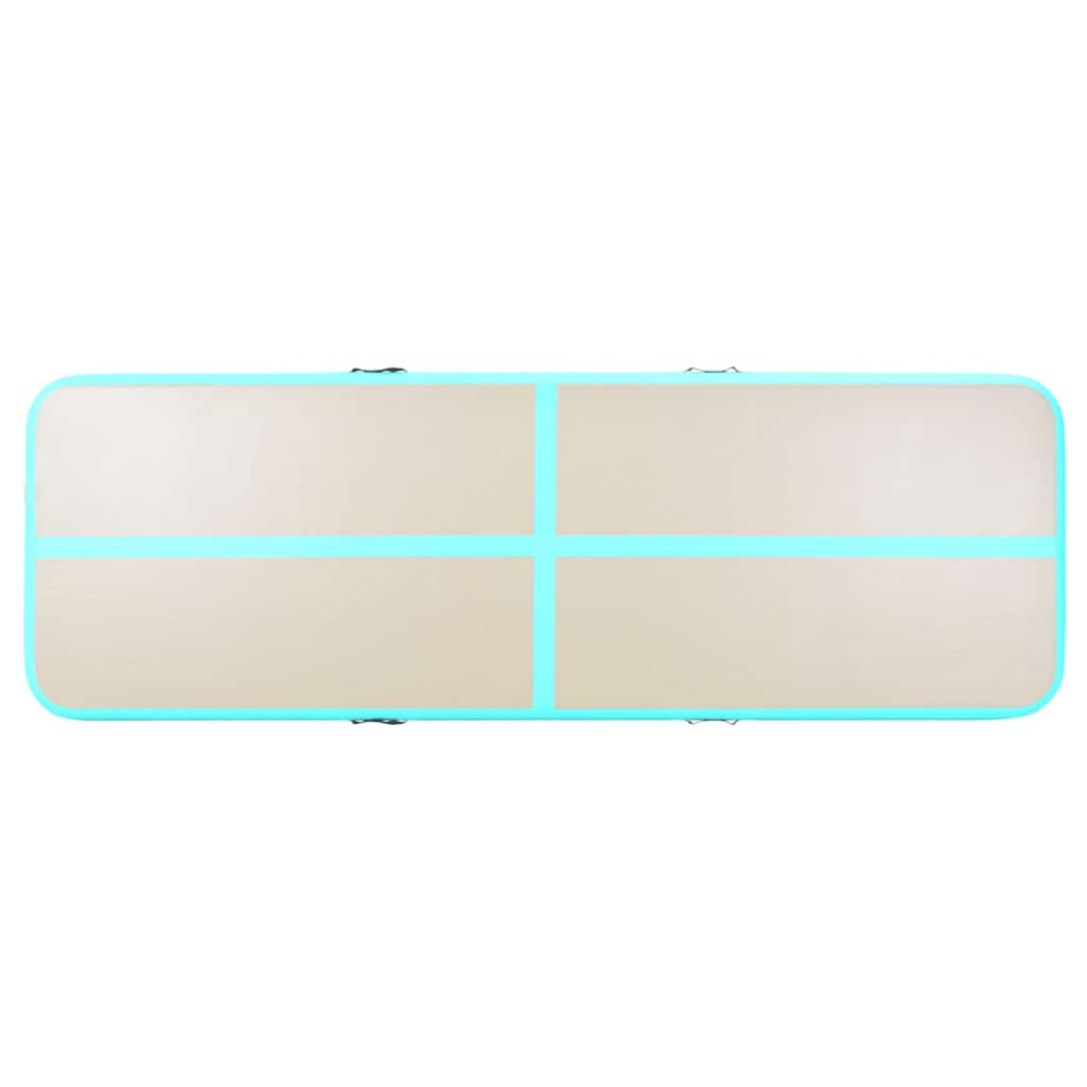 Produktbild för Uppblåsbar gymnastikmatta med pump 400x100x10 cm PVC grön
